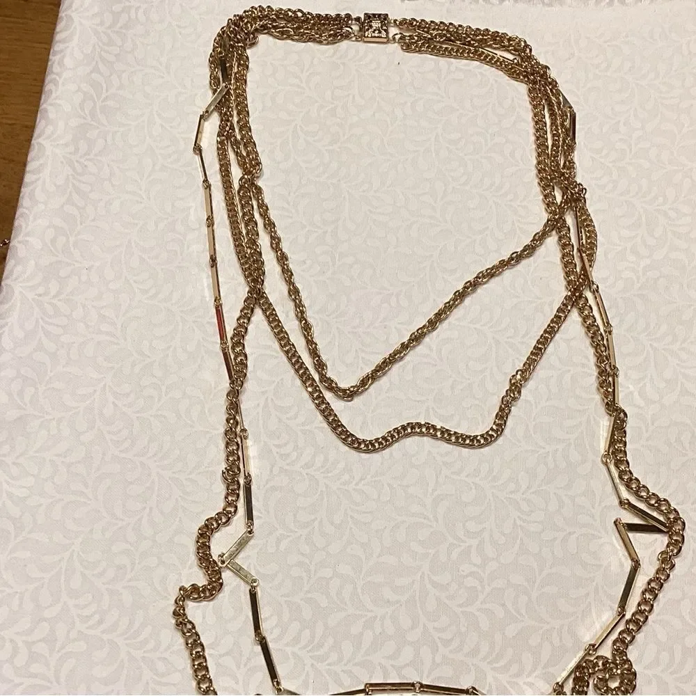 Multi Layers Goldtone Chain Necklace
